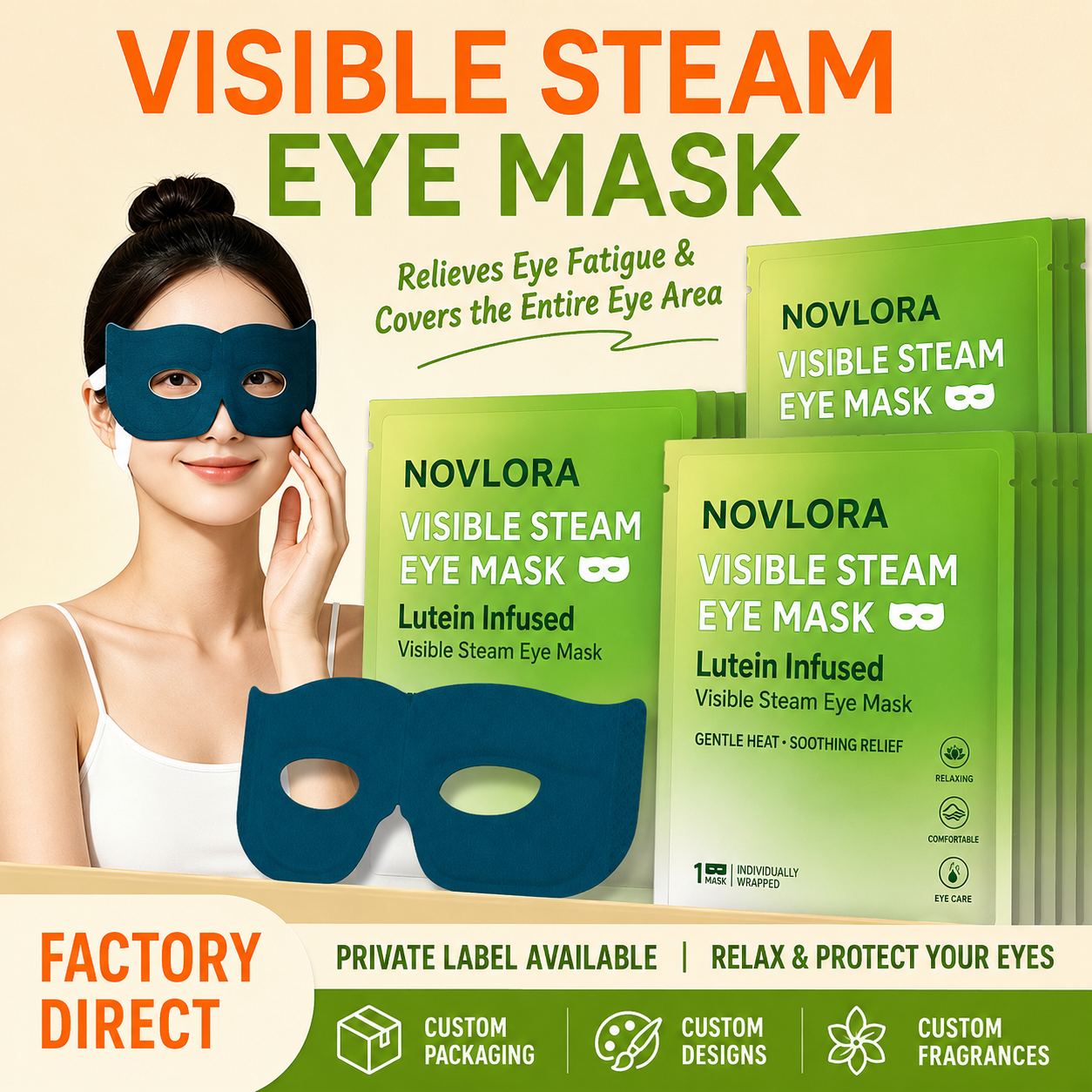 30pc Open-Eye Lutein Visual Steam Eye Mask