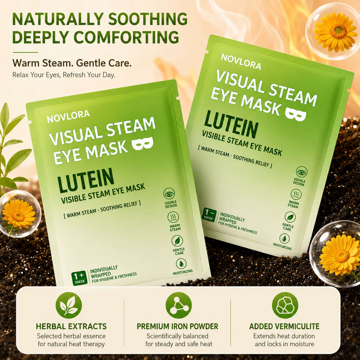 30pc Open-Eye Lutein Visual Steam Eye Mask